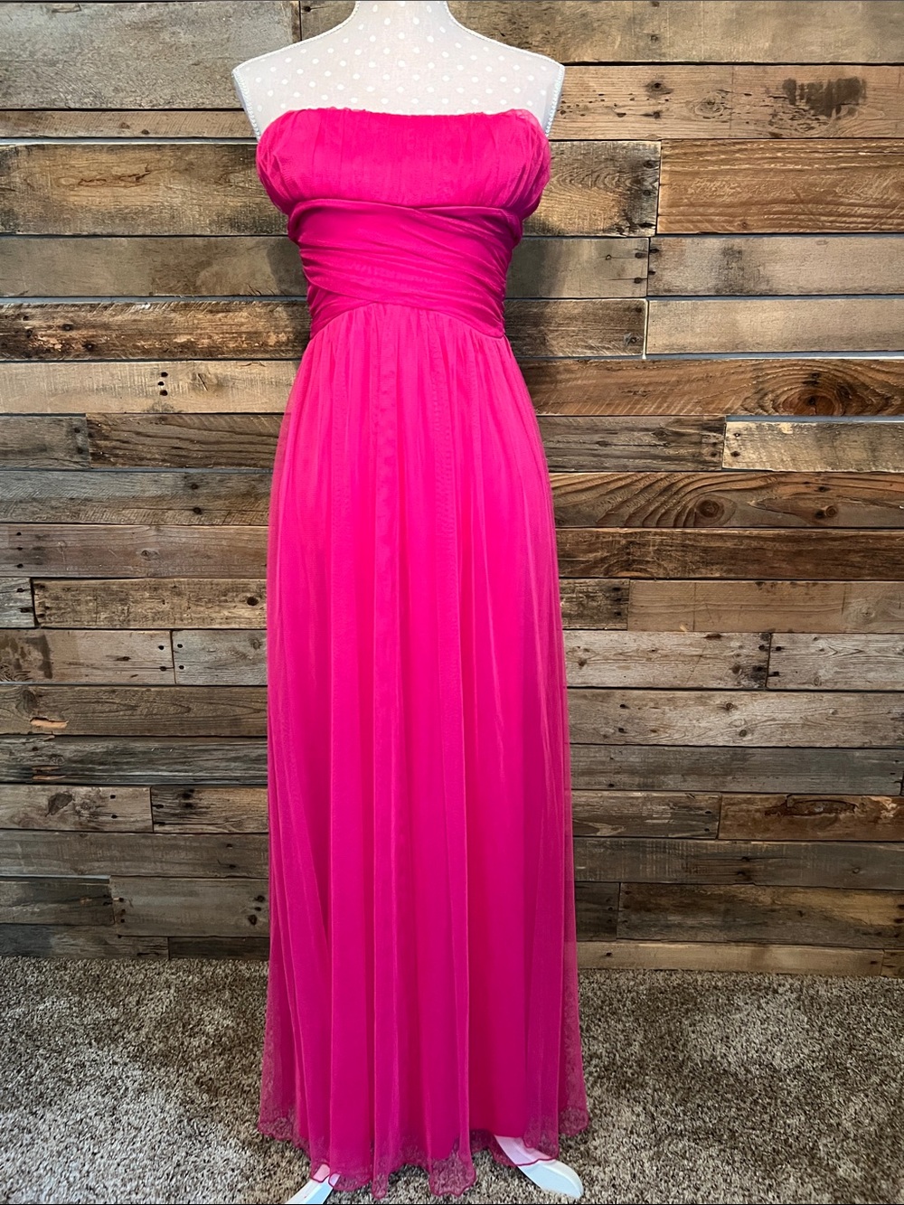 Charlotte Russe Strapless Hot Pink Flowy Evening Gown